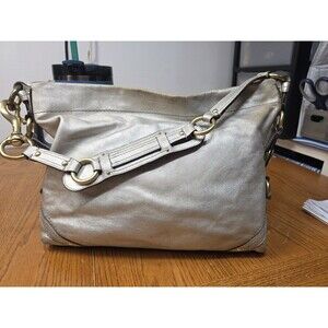 Coach Carly Slim Metallic Silver Leather Bag *Fair Condition* 11872